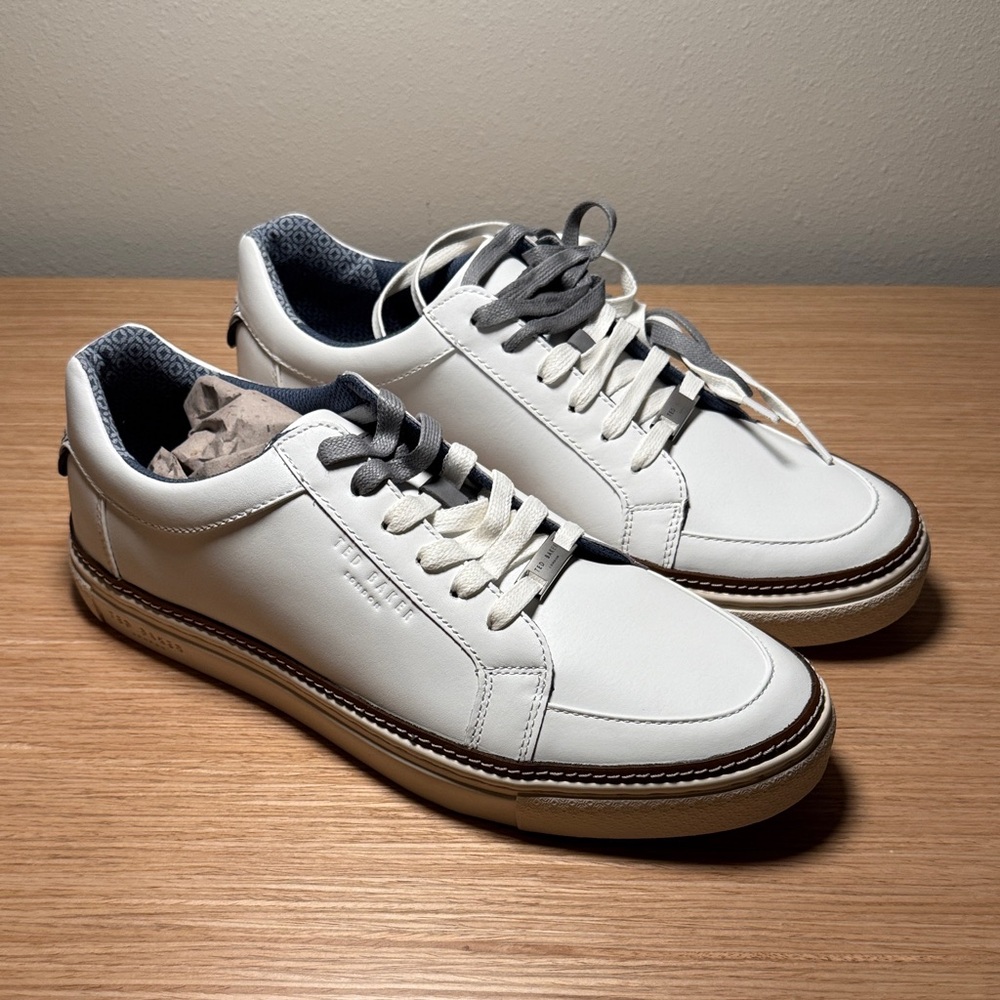 Ted Baker London White and Gray Men's Sneakers